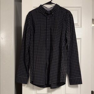 George Men's Black and White Plaid Button Down Shirt